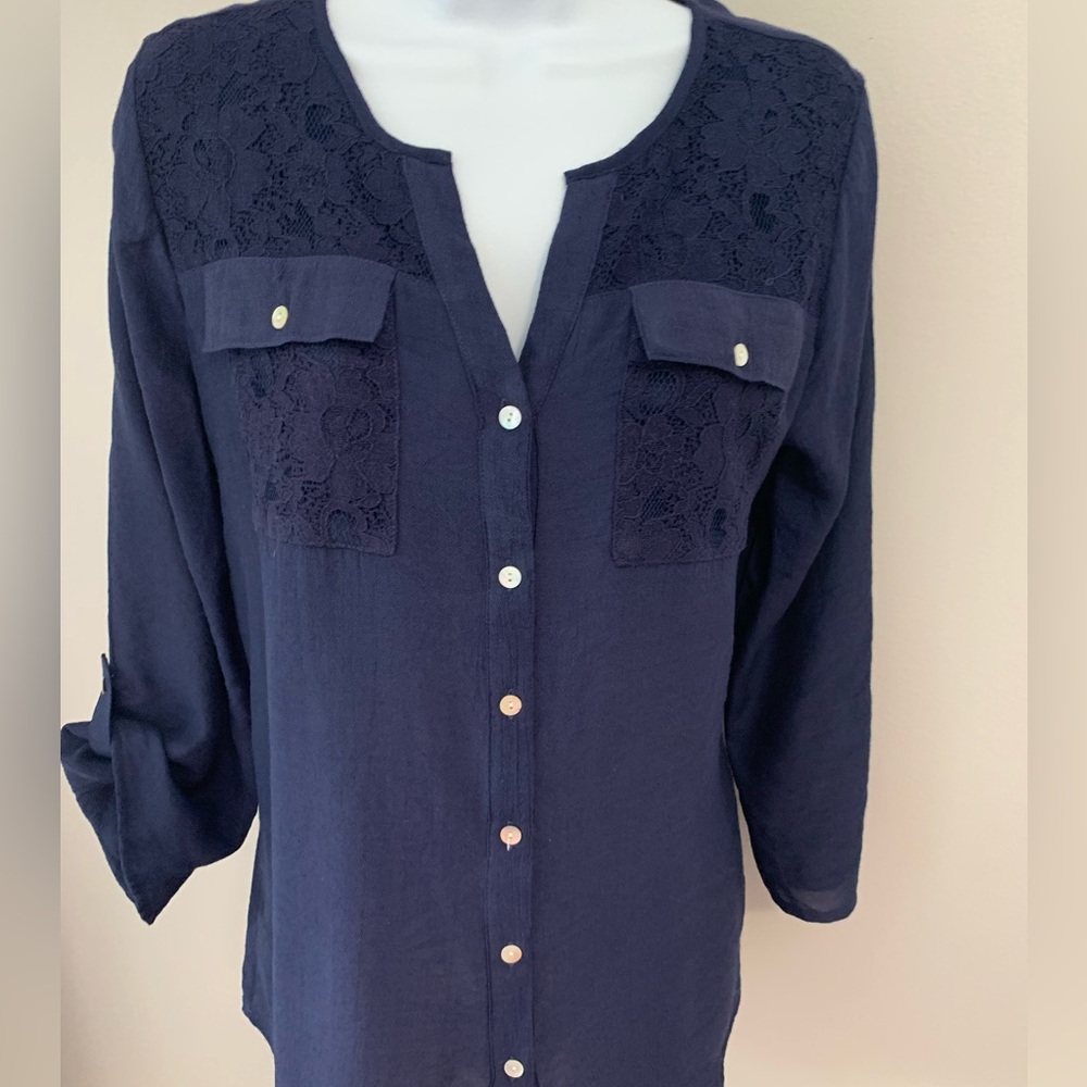 NY Collection Lace Detail Top